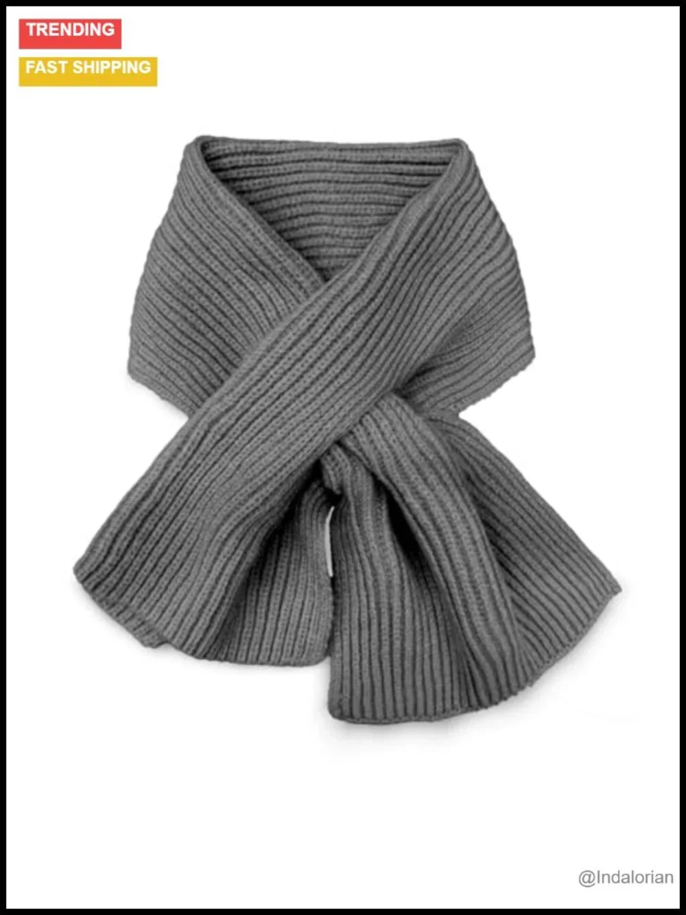 Knitted Wool Scarf with Thread-Through Opening, Easy On and Off, Soft Cozy